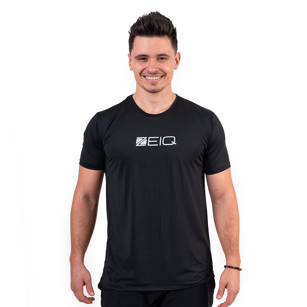 Camiseta Esportiva Slim Dry Zeiq Preta - Logo Prata