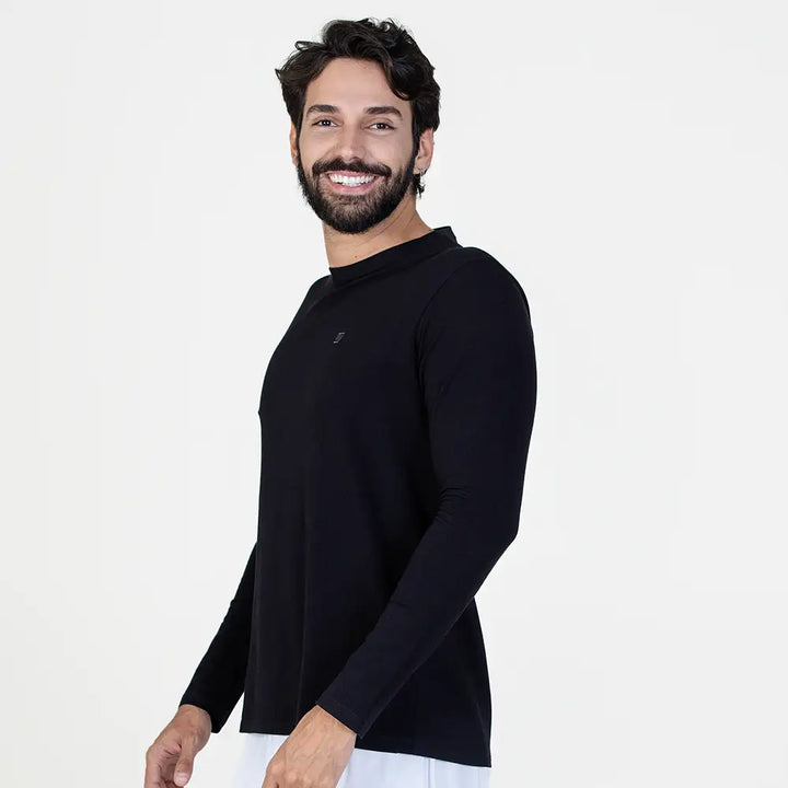 Camiseta Casual Comfort Manga Longa Zeiq Preta
