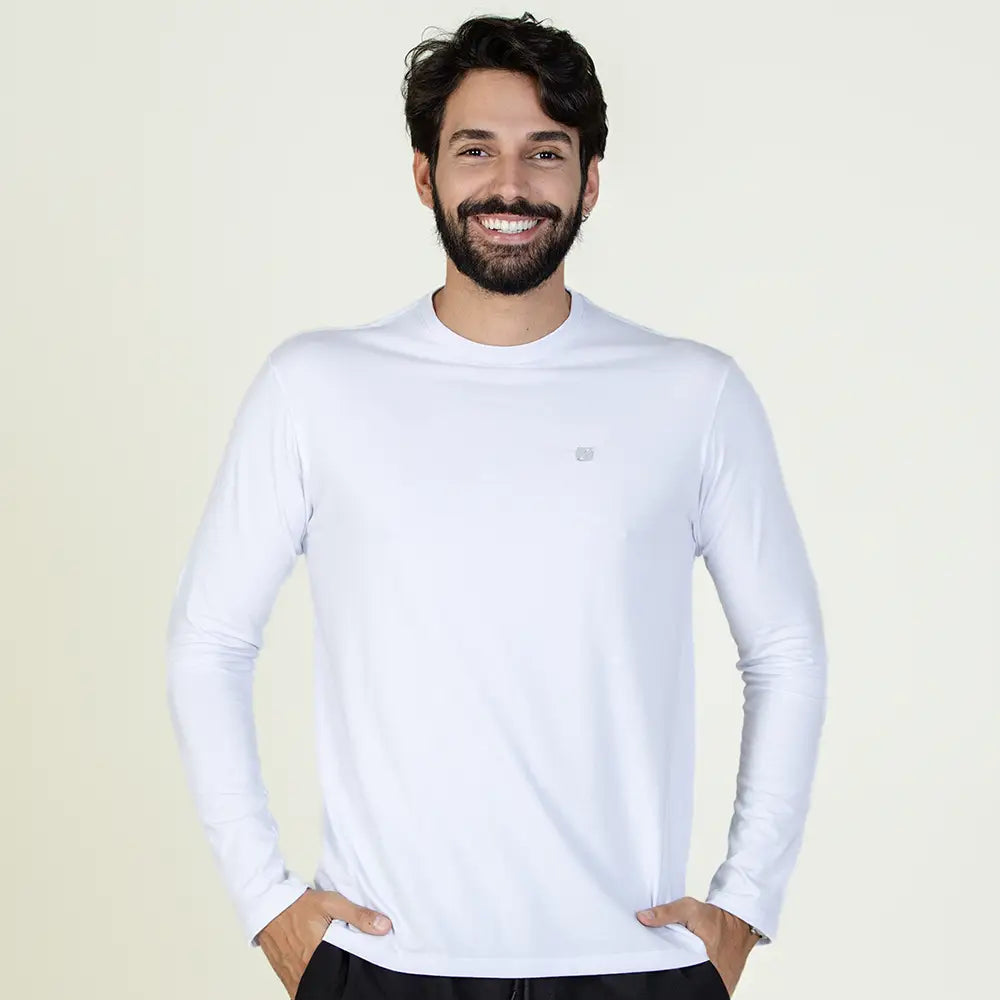 Camiseta Casual Comfort Manga Longa Zeiq Branca