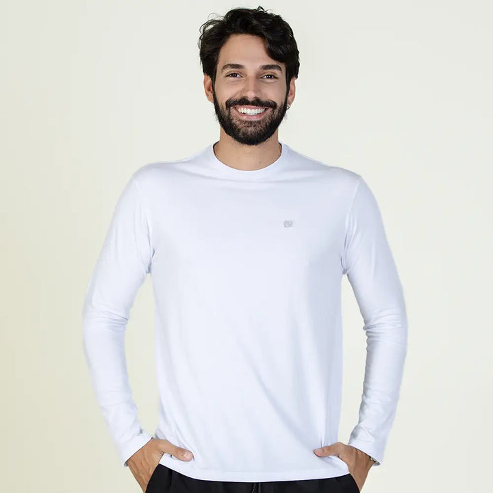 Camiseta Casual Comfort Manga Longa Zeiq Branca