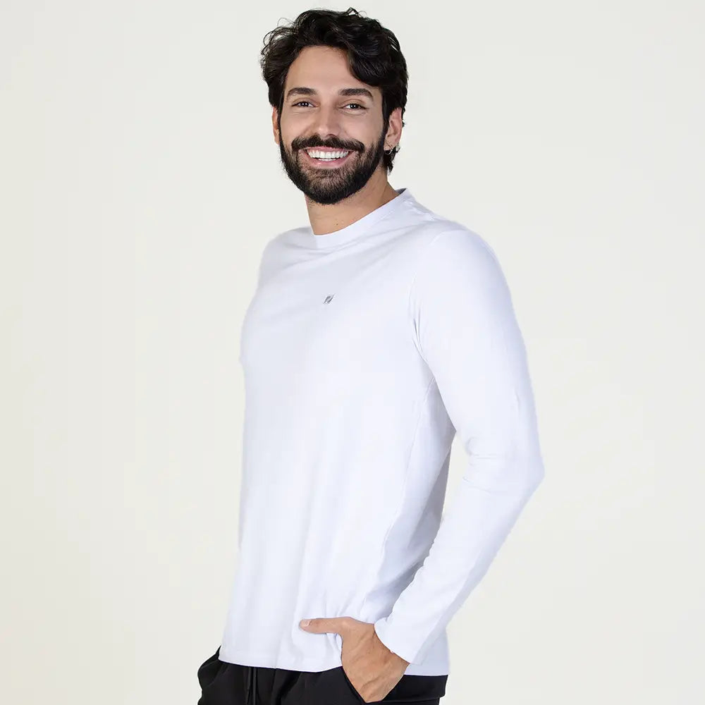Camiseta Casual Comfort Manga Longa Zeiq Branca