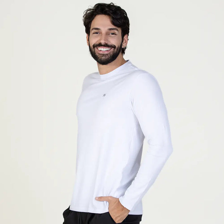Camiseta Casual Comfort Manga Longa Zeiq Branca
