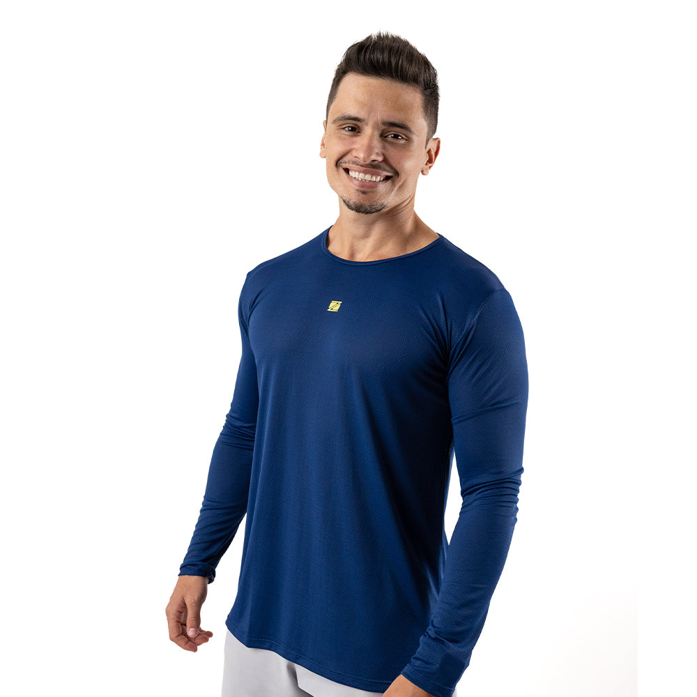 Camiseta Esportiva Dry Manga Longa Zeiq Azul Marinho