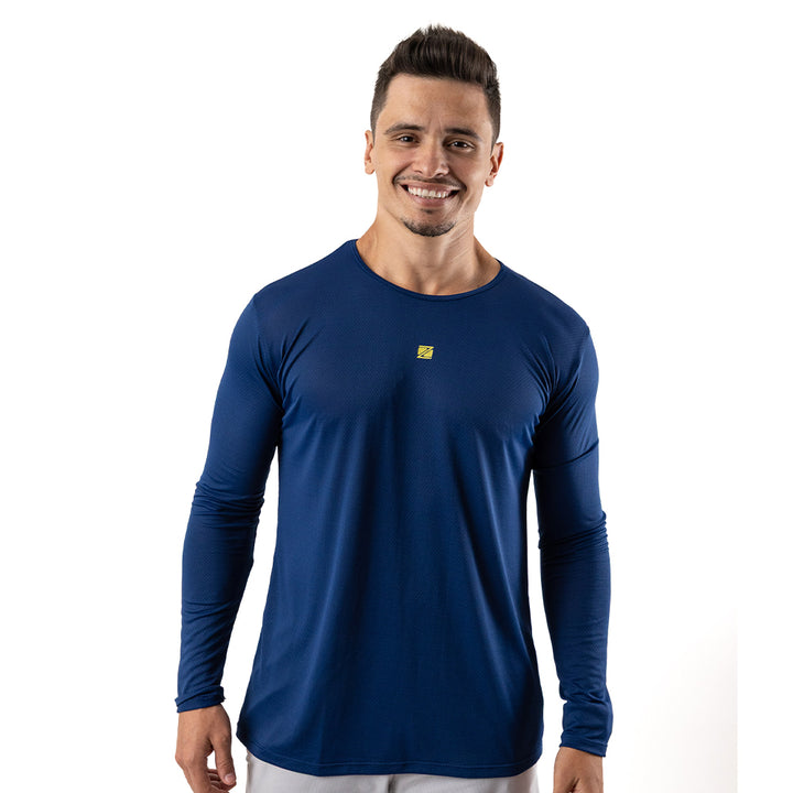 Camiseta Esportiva Dry Manga Longa Zeiq Azul Marinho
