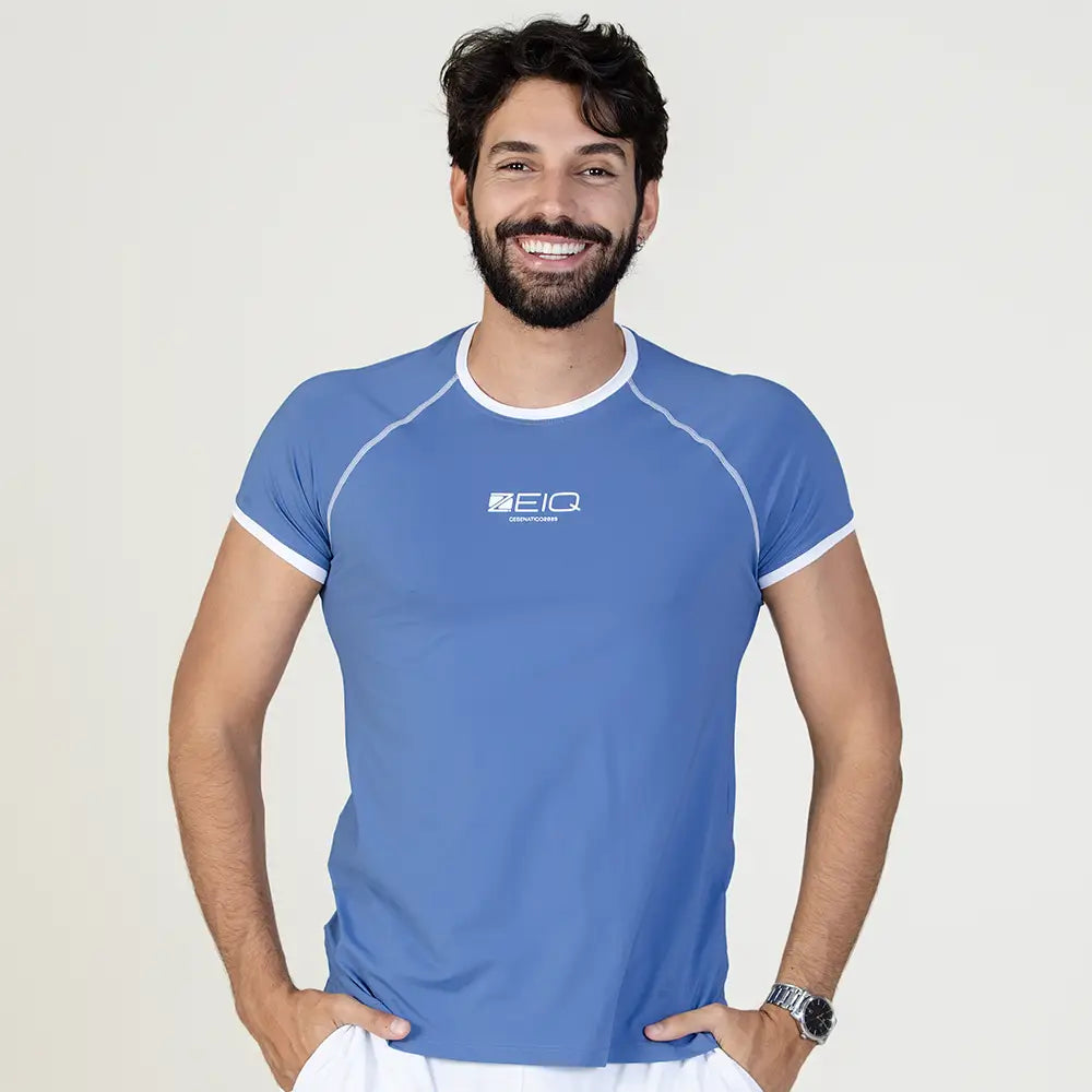 Camiseta Esportiva Masc Slim Mundial Zeiq Blue