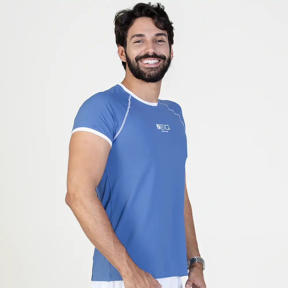 Camiseta Esportiva Masc Slim Mundial Zeiq Blue