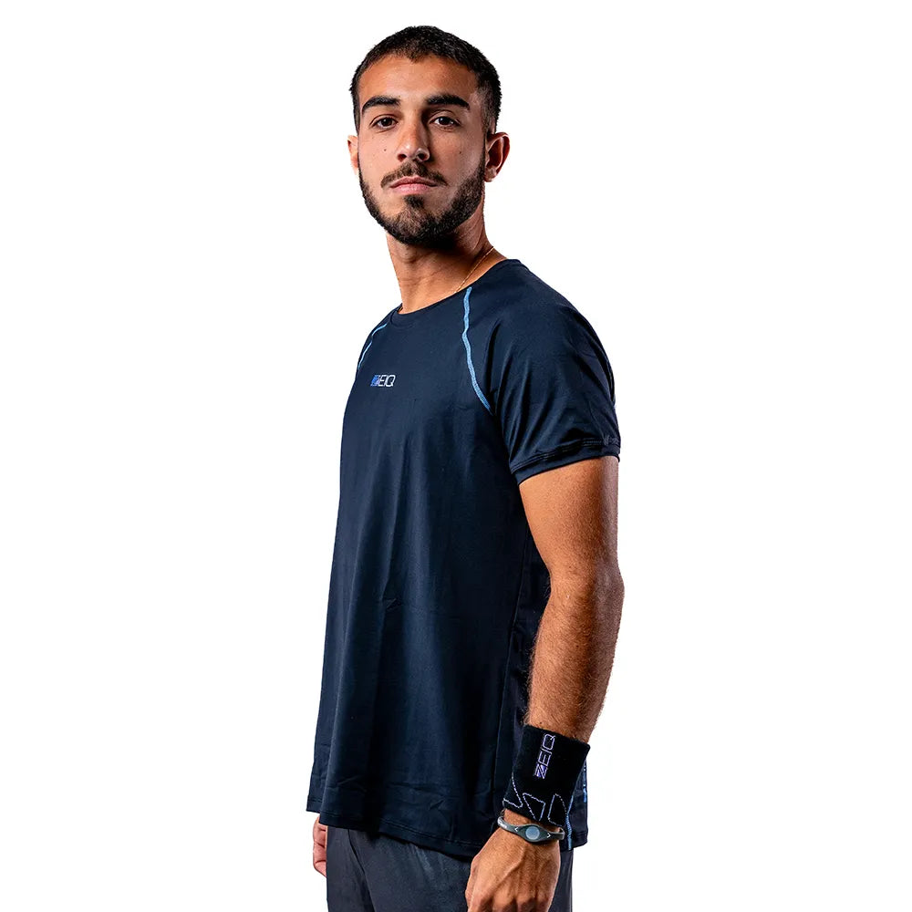 Camiseta Esportiva Slim Trace Preta Zeiq Leo Branco