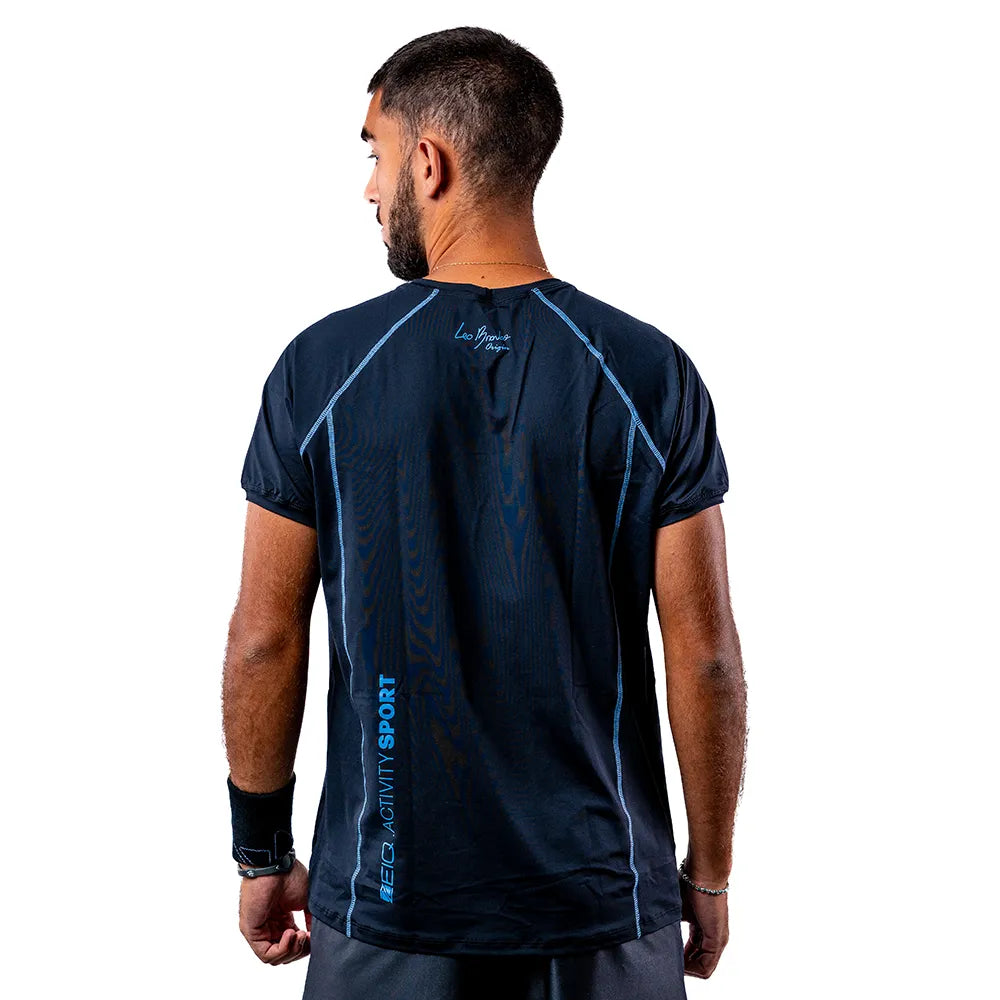 Camiseta Esportiva Slim Trace Preta Zeiq Leo Branco