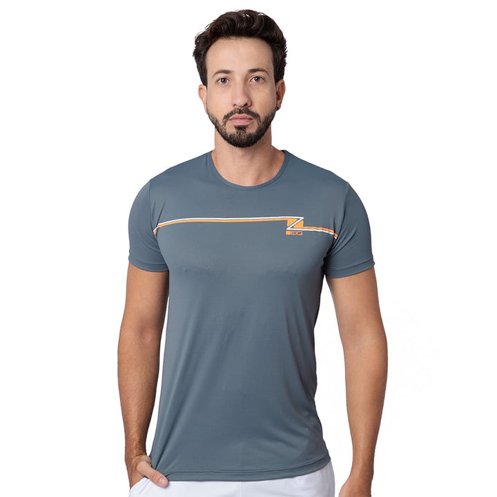 Camiseta Esportiva Slim Zeiq Cinza - Logo Laranja