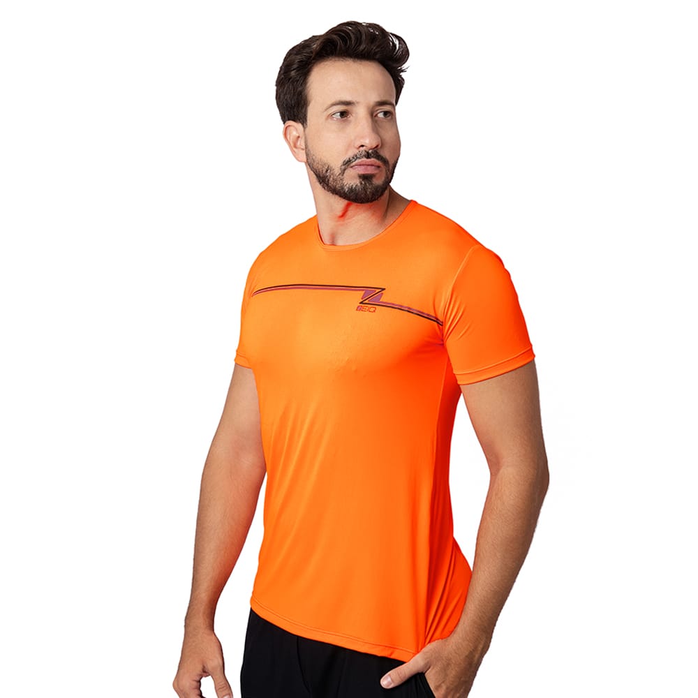 Camiseta Esportiva Slim Zeiq Laranja - Logo Preto