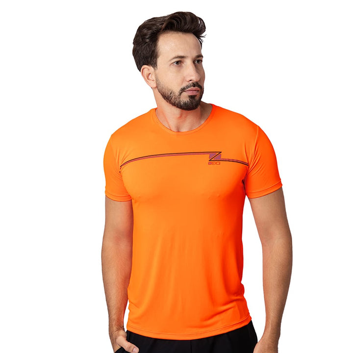 Camiseta Esportiva Slim Zeiq Laranja - Logo Preto