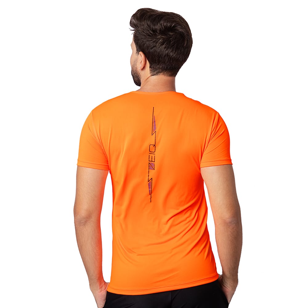 Camiseta Esportiva Slim Zeiq Laranja - Logo Preto