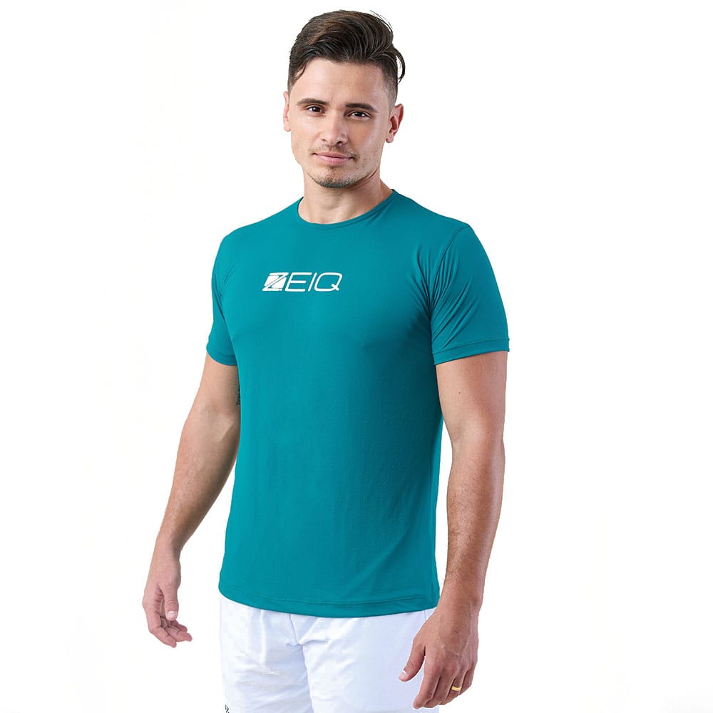 Camiseta Esportiva Slim Zeiq Verde Petróleo - Logo Branco