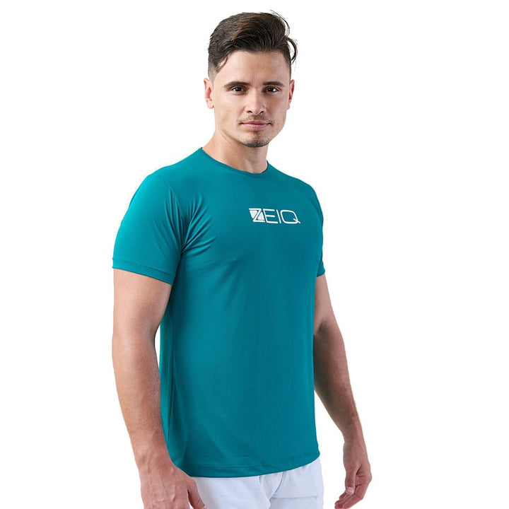 Camiseta Esportiva Slim Zeiq Verde Petróleo - Logo Branco