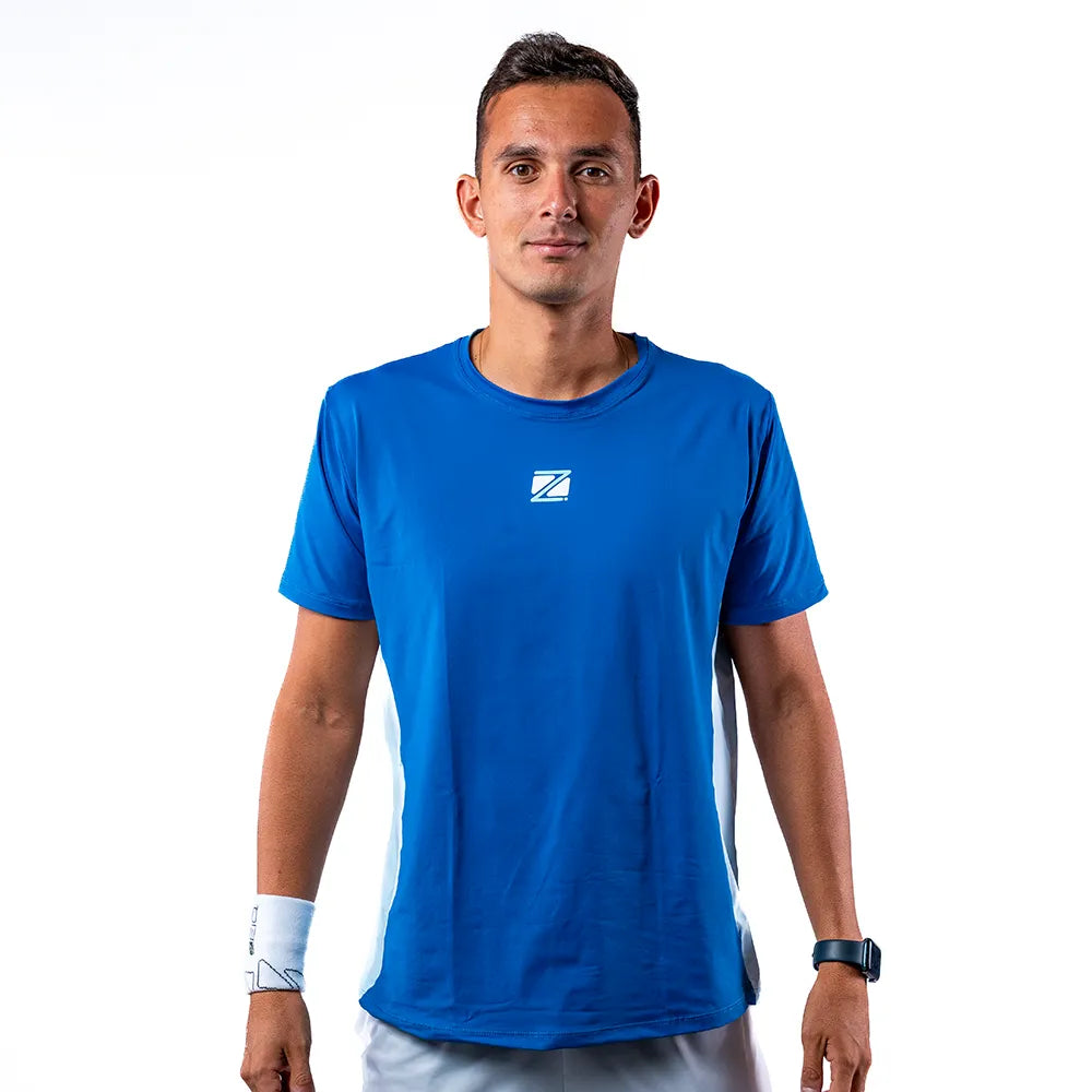 Camiseta Esportiva Slim Azul Wave Zeiq Lucas Cherione