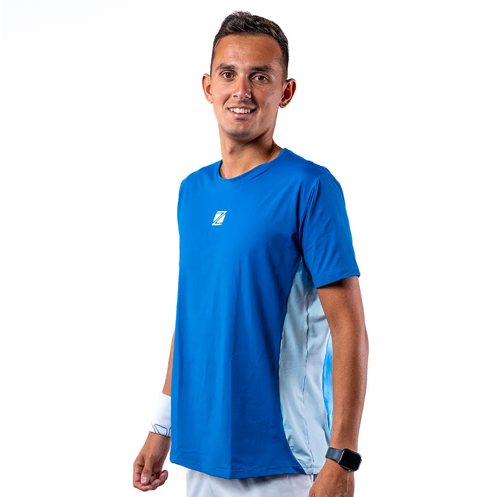 Camiseta Esportiva Slim Azul Wave Zeiq Lucas Cherione