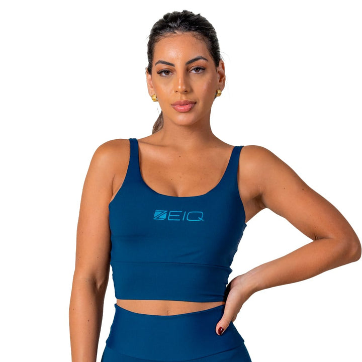 Top Cropped Basic Zeiq Azul Marinho