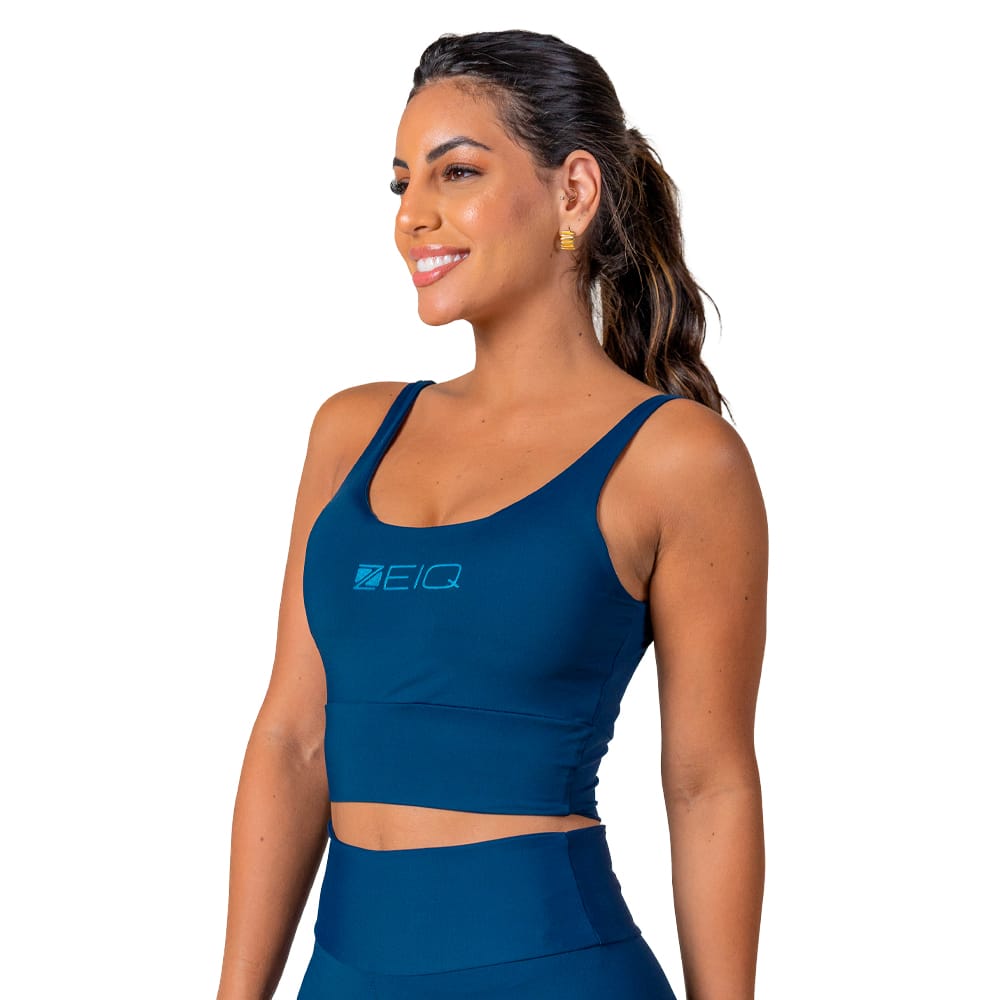 Top Cropped Basic Zeiq Azul Marinho