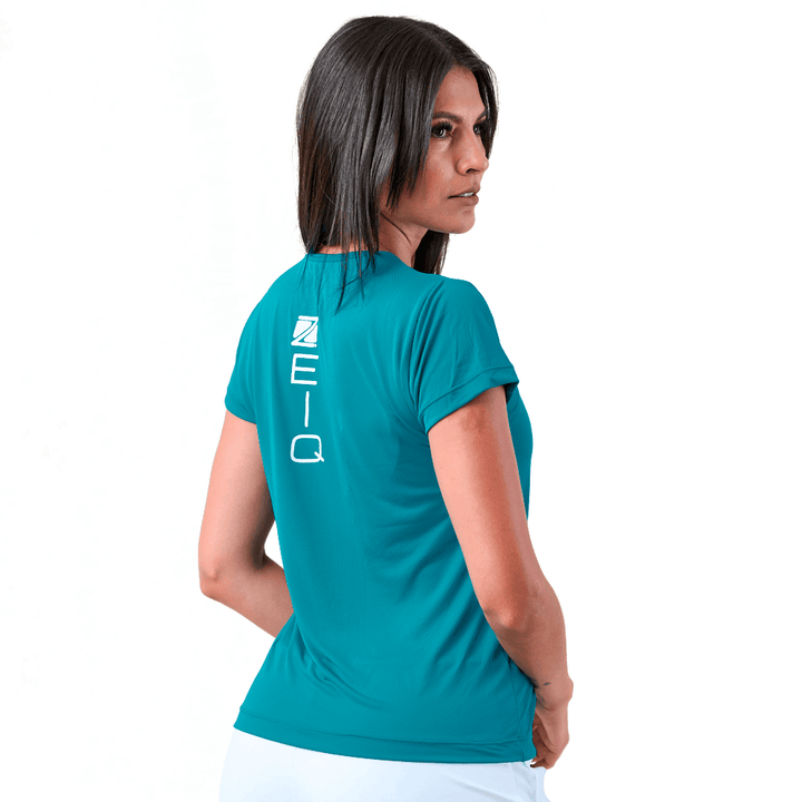 Baby Look Zeiq Verde Petróleo - Logo Branco