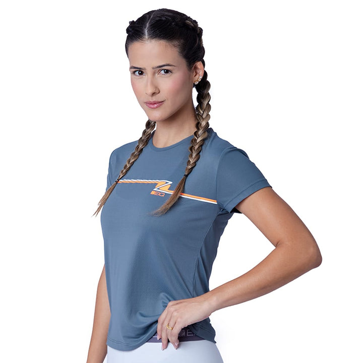 Baby Look Zeiq Cinza - Logo Laranja