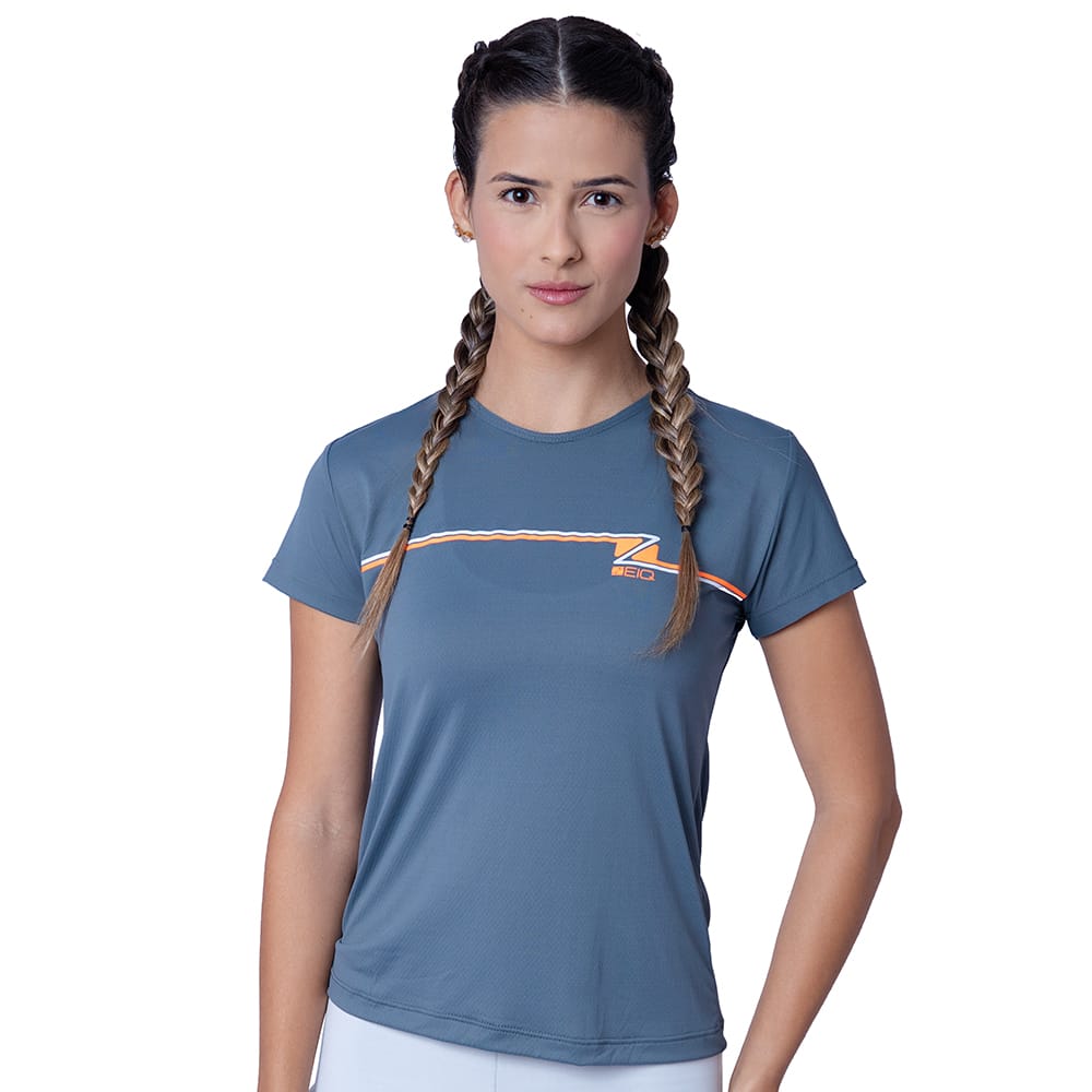 Baby Look Zeiq Cinza - Logo Laranja