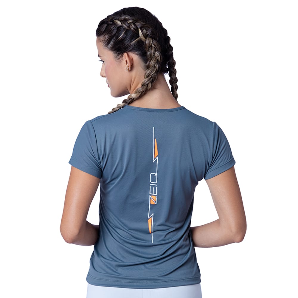 Baby Look Zeiq Cinza - Logo Laranja