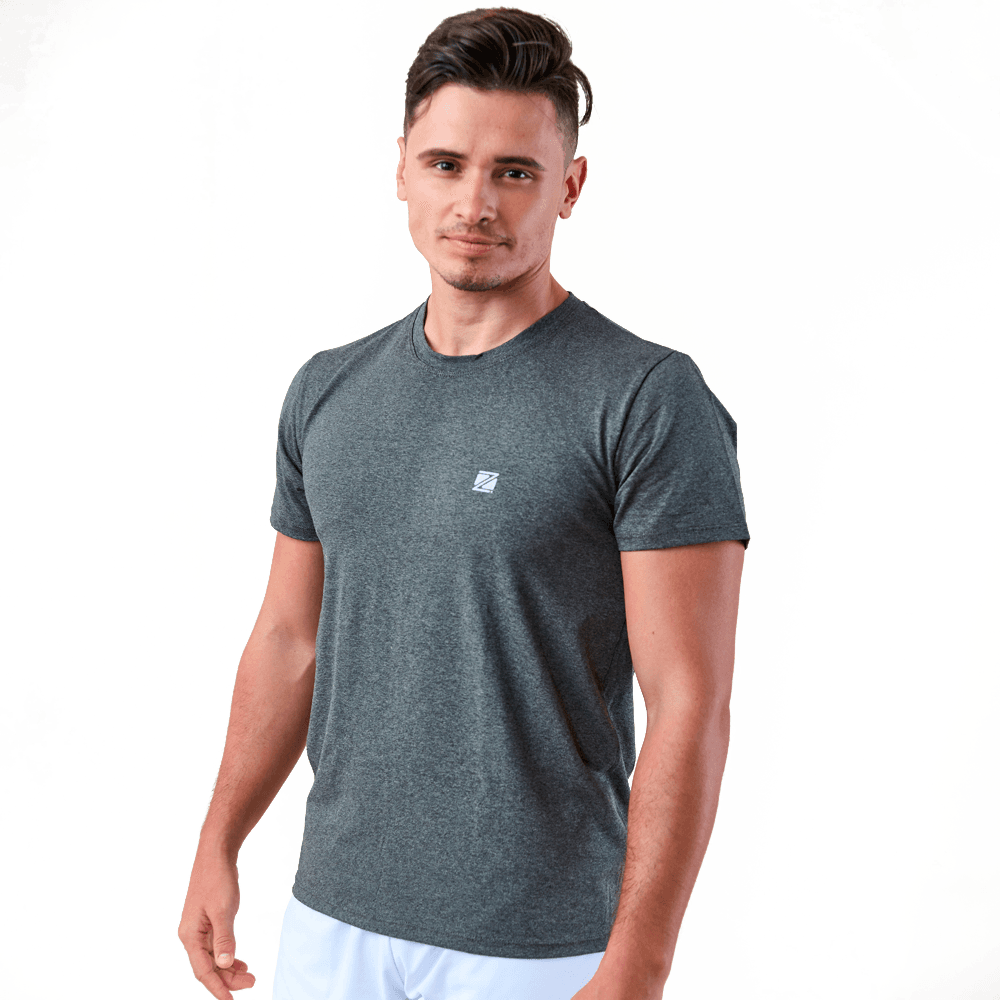 Camiseta Malha Fria Zeiq Grafite - Logo Branco
