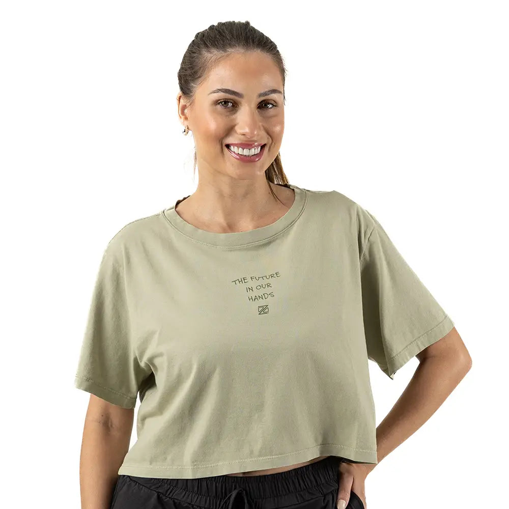 Cropped Casual Eco Zeiq Old Green