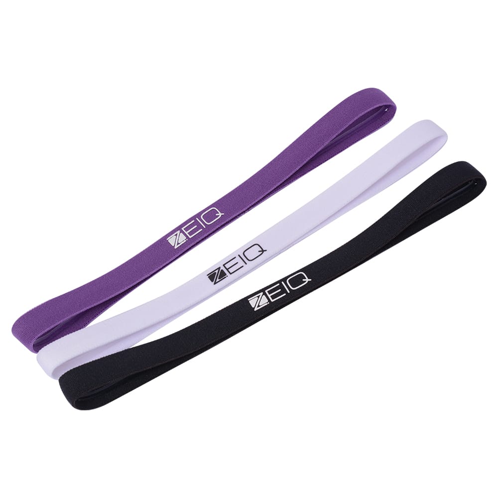 Head Band Sport Zeiq - Kit 3 Unidades (branco, roxo e preto)