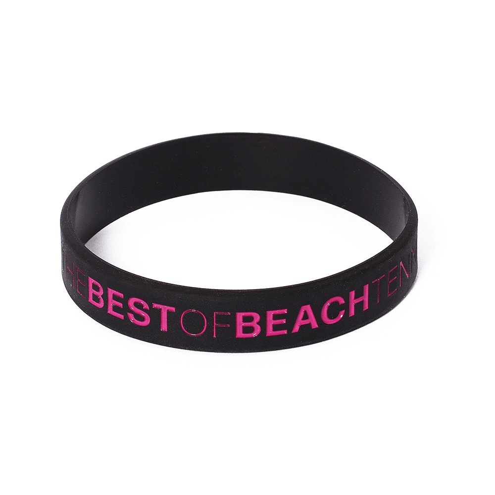 Pulseira de Silicone Personalizada Zeiq Preta e Rosa