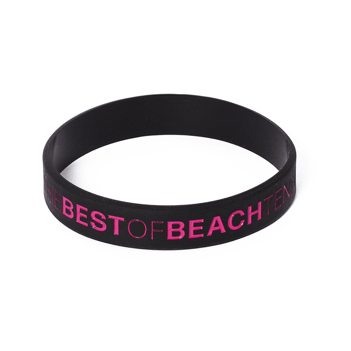 Pulseira de Silicone Personalizada Zeiq Preta e Rosa