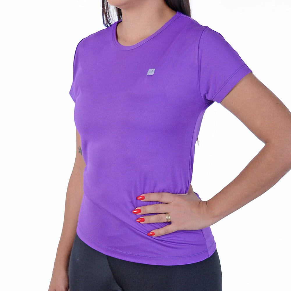 Baby Look Zeiq Roxa - Logo Prata