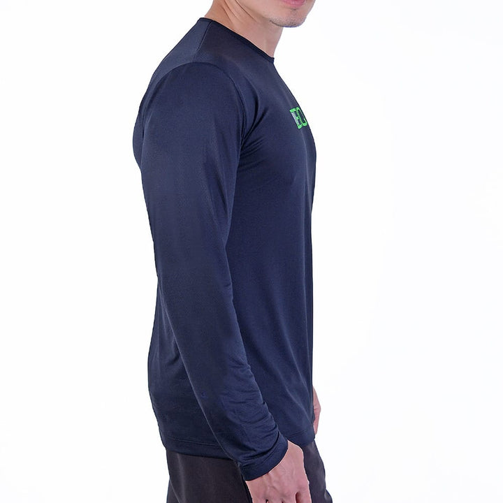 Camiseta Esportiva Manga Longa Zeiq Preta - Logo Verde e Cinza