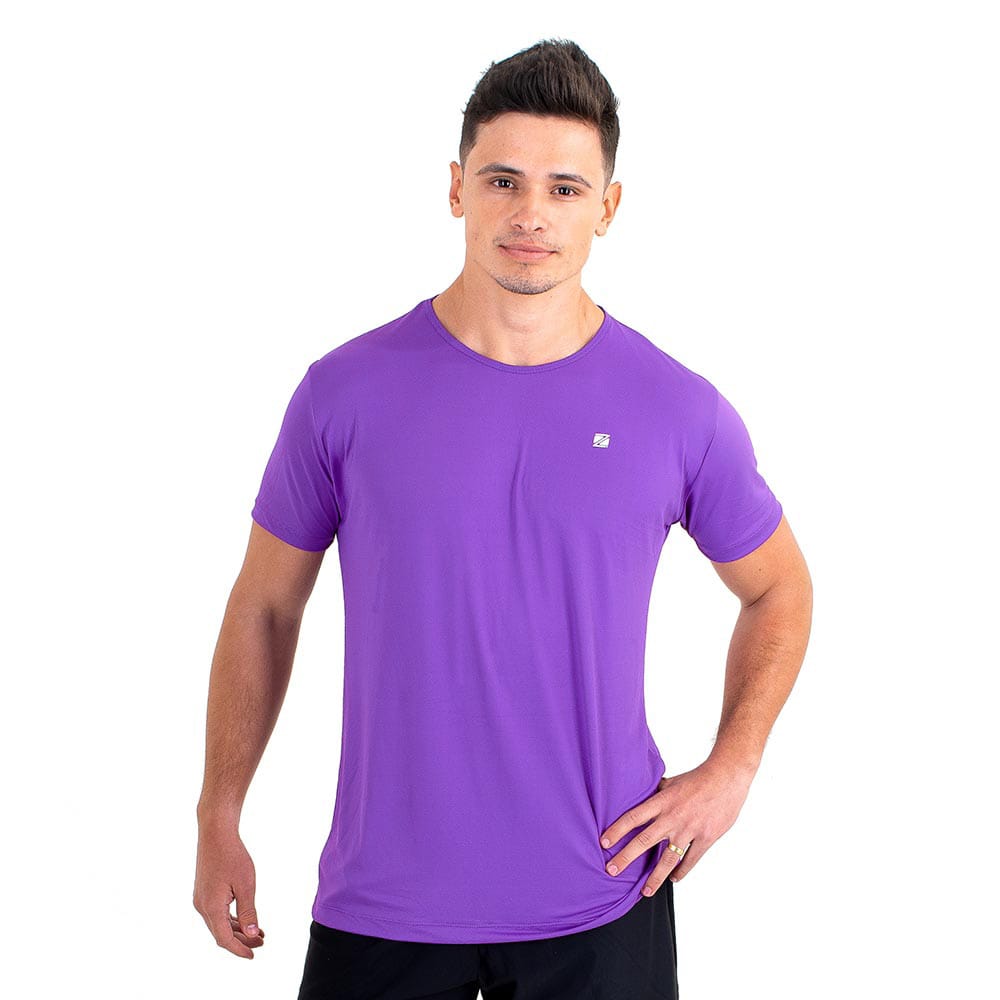 Camiseta Esportiva Slim Zeiq Roxa - Logo Prata