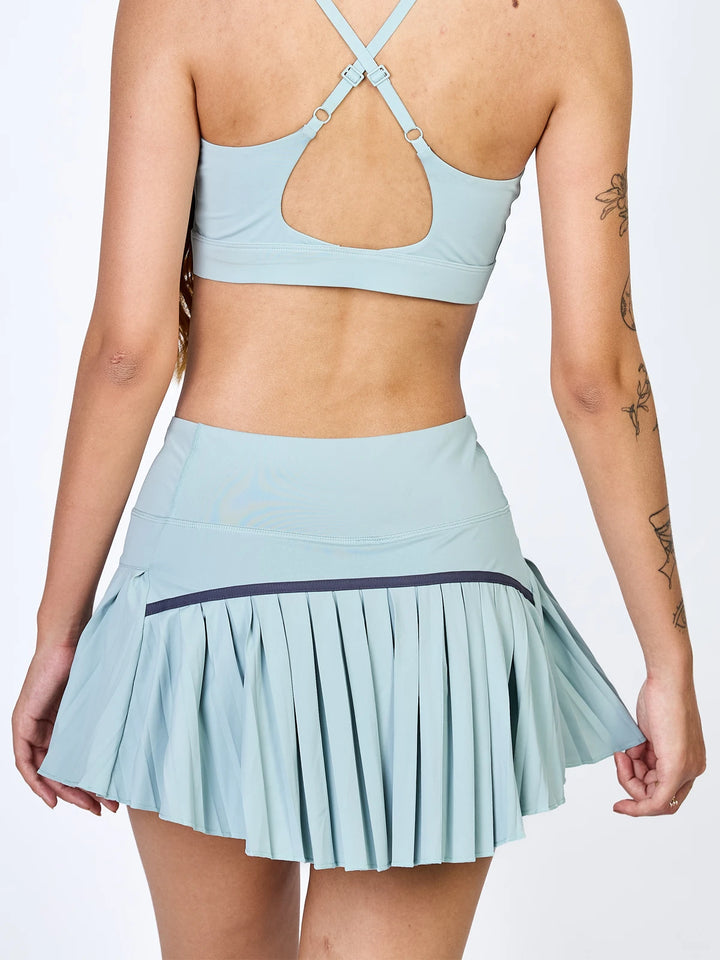Saia Esportiva Pleats Zeiq Light Blue