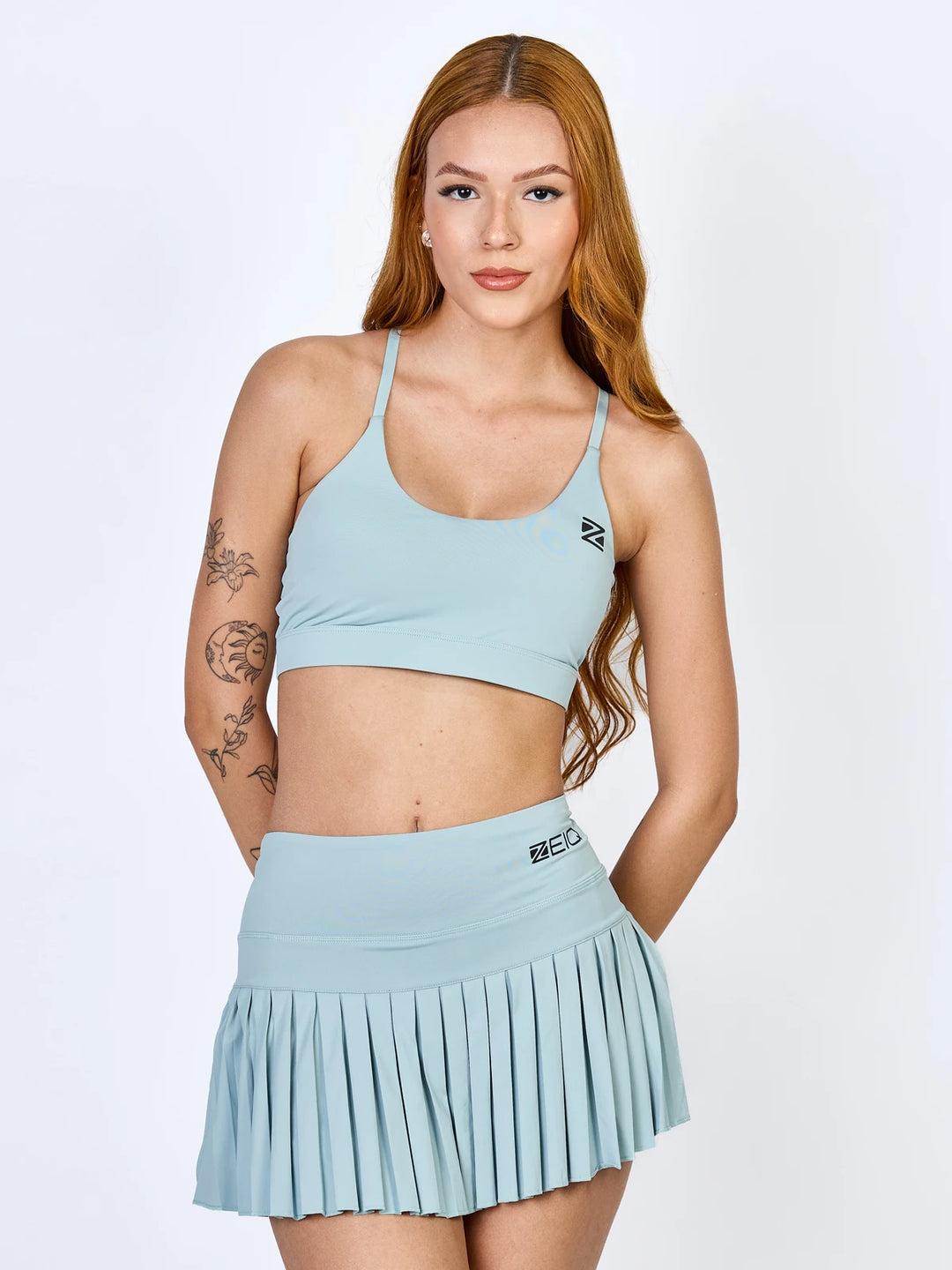 Saia Esportiva Pleats Zeiq Light Blue