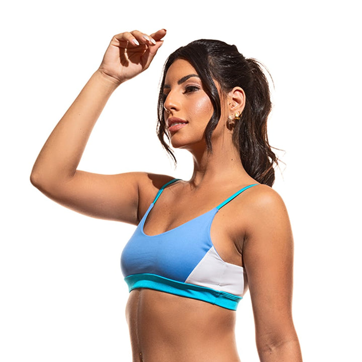Top Liberty Zeiq Azul, Branco e Verde Água