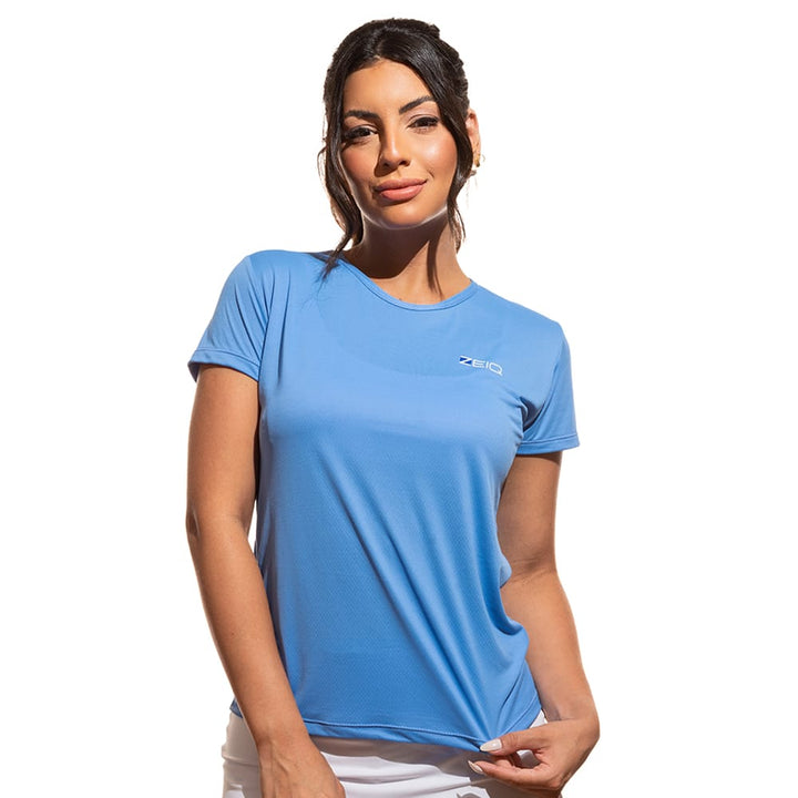 Baby Look Line Zeiq Blue Jeans – Logo Branco e Azul