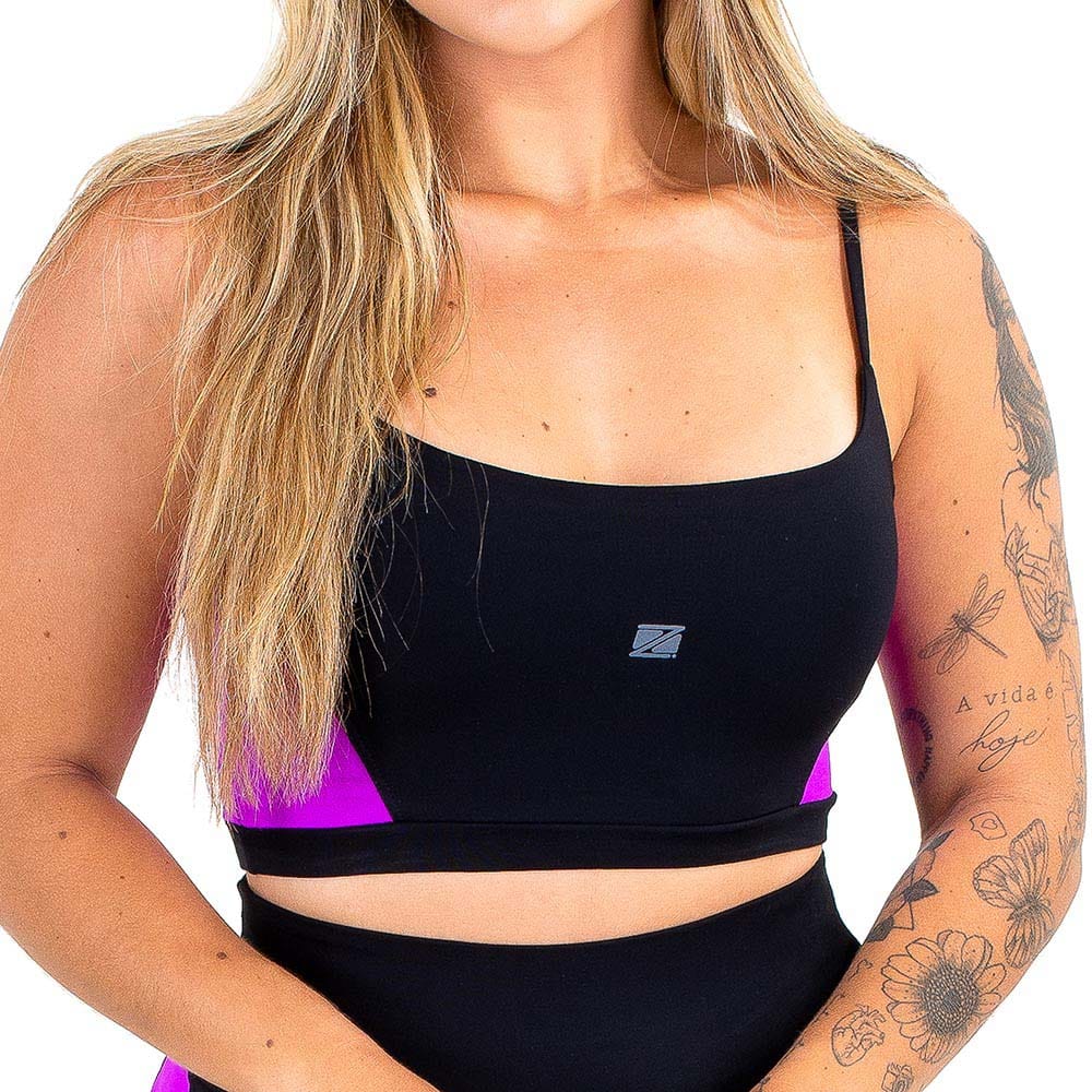 Top Alça Zeiq Preto e Roxo