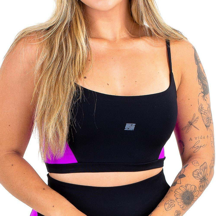 Top Alça Zeiq Preto e Roxo