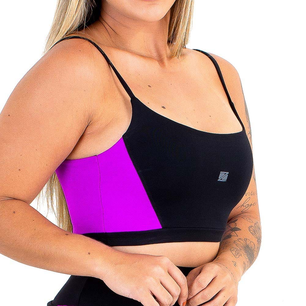 Top Alça Zeiq Preto e Roxo