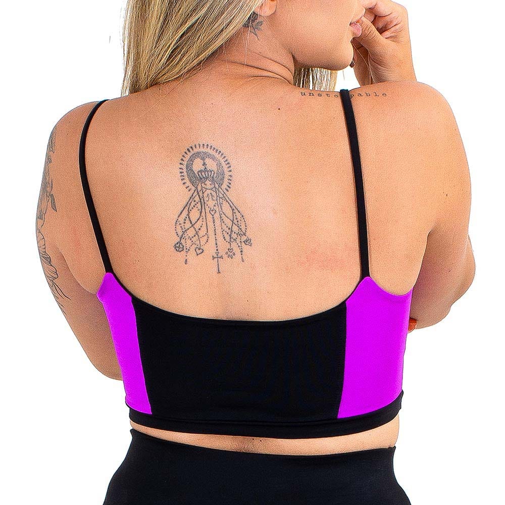 Top Alça Zeiq Preto e Roxo