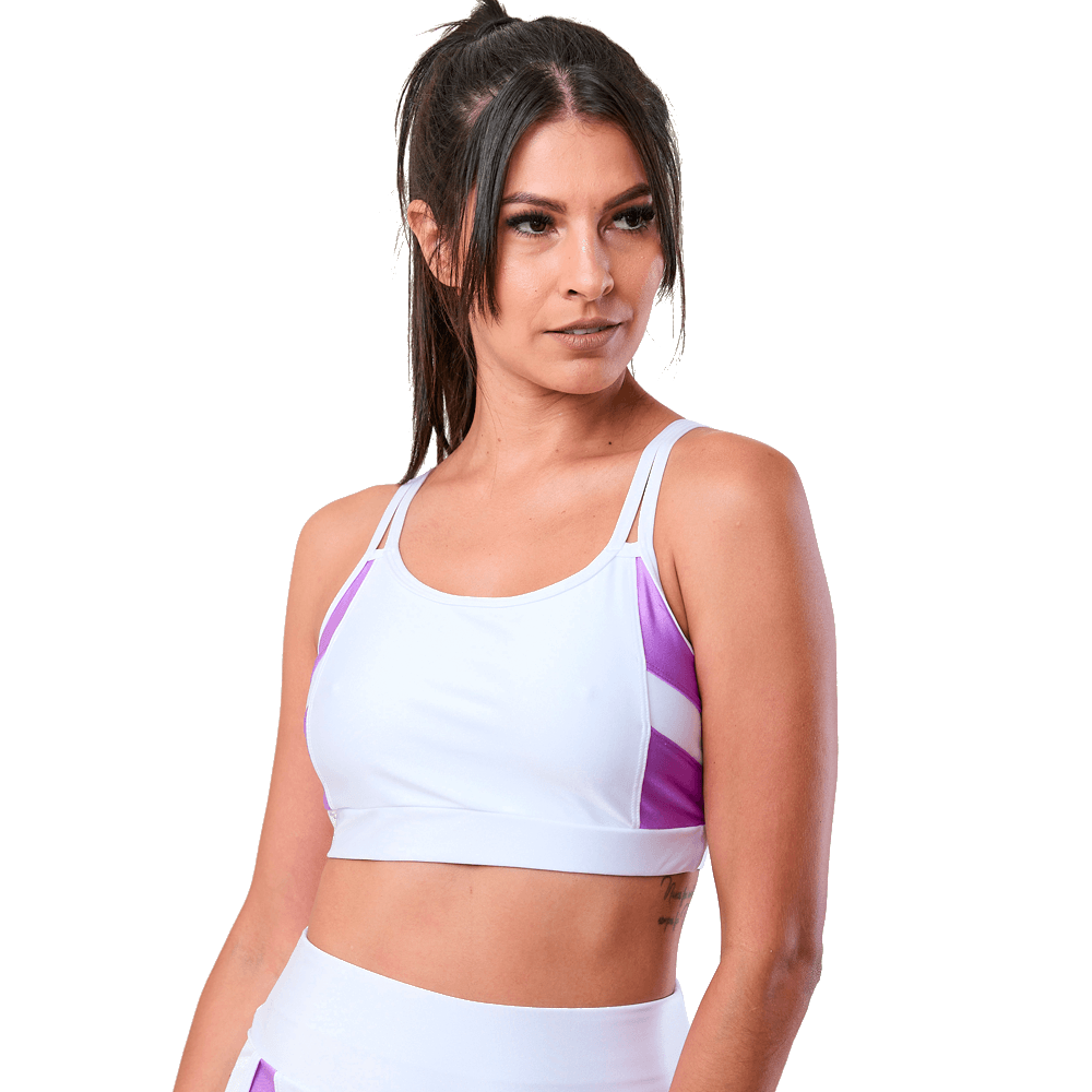Top Listrado Zeiq Branco e Roxo