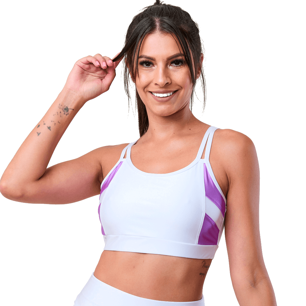 Top Listrado Zeiq Branco e Roxo