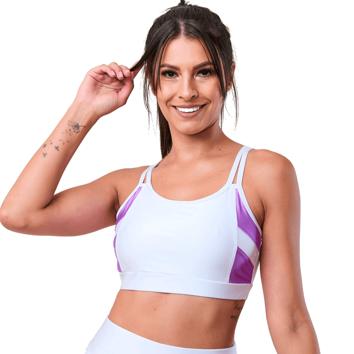 Top Listrado Zeiq Branco e Roxo