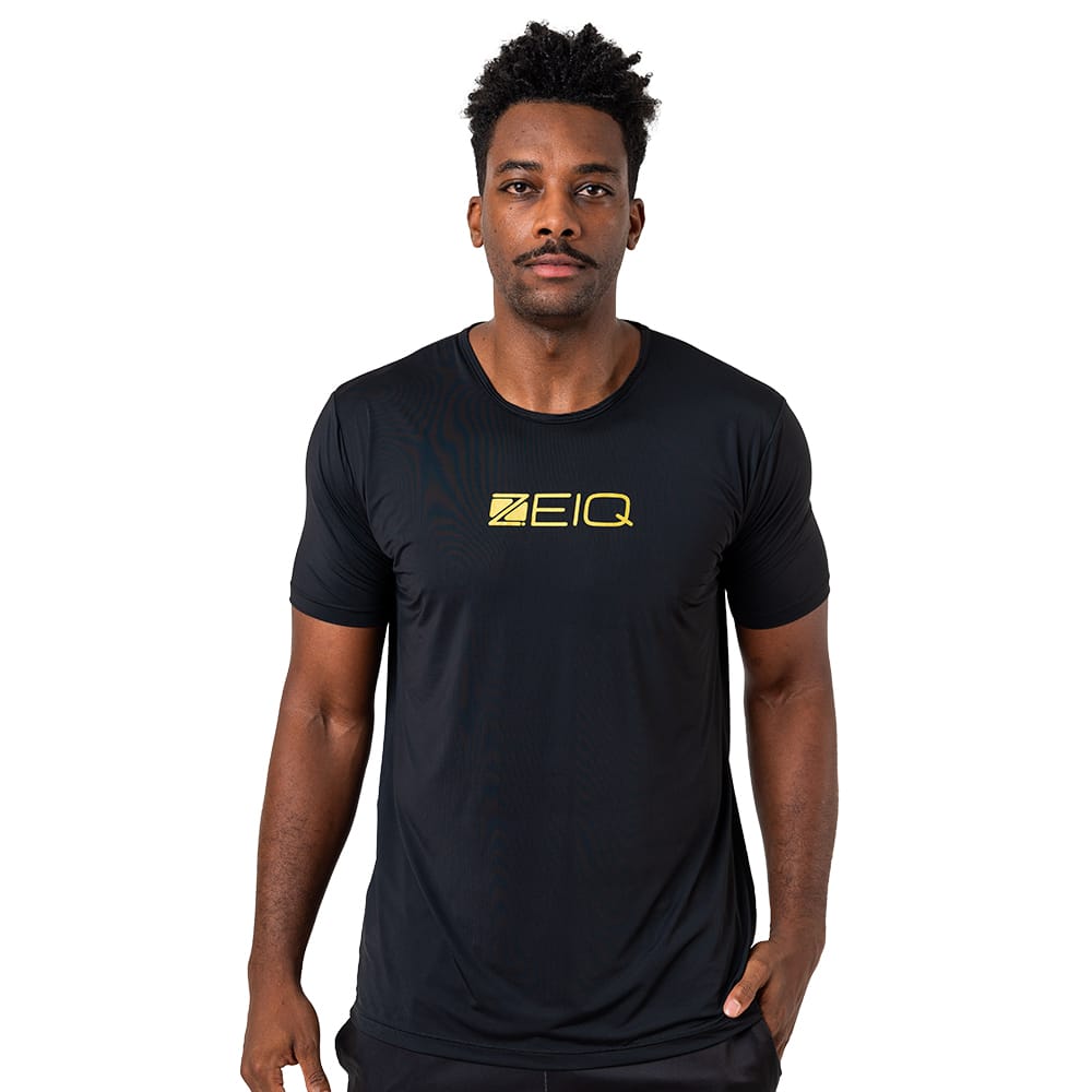 Camiseta Esportiva Slim Dry Zeiq Preta - Logo Dourado