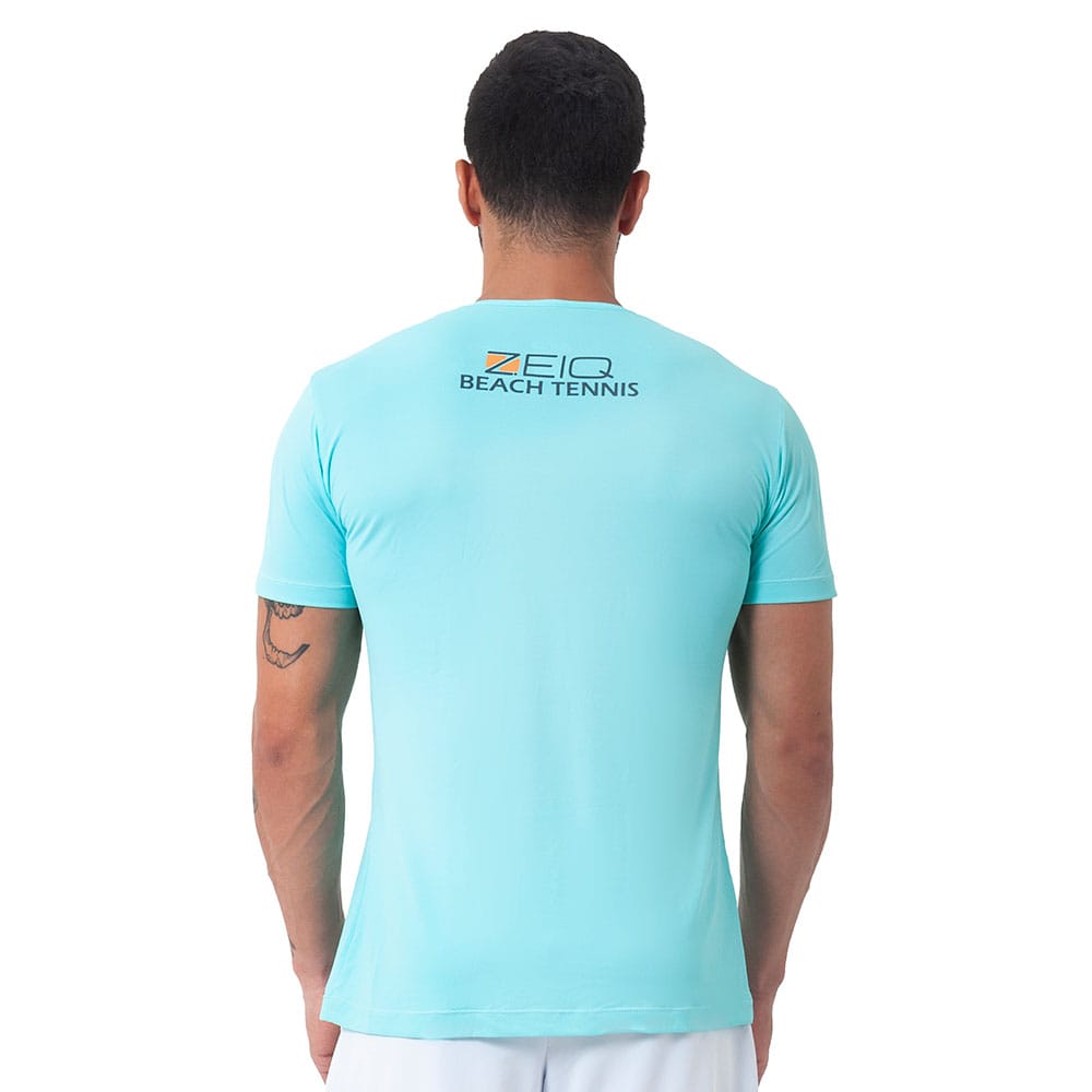 Camiseta Esportiva Slim Zeiq Verde Água - Logo Preto e Laranja